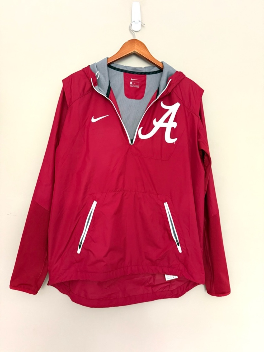Alabama Nike Dri Fit 1/4 zip hooded windbreaker/rain jacket
